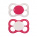 Barnets Favorit sutter, silikone, 0-6mdr, Pink/Hvid, 2 stk.
