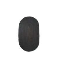 Jute gulvtæppe, sort - oval (str. s)