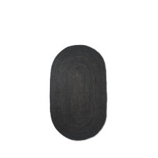 Jute gulvtæppe, sort - oval (str. s)