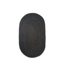 Jute gulvtæppe, sort - oval (str. L)