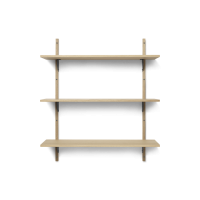 Sector hylde, triple/wide - egetræ/sort messing (87 cm)