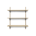 Sector hylde, triple/wide - egetræ/sort messing (87 cm)