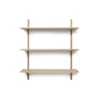 Sector hylde, triple/wide - egetræ/messing (87 cm)