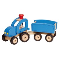 Traktor med trailer - blå