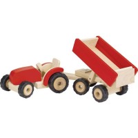Goki Traktor med trailer, rød
