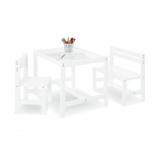 Pinolino Børnebord, stol og bænk, Timo, hvid