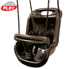 Nordic Play Baby Swing med høj ryg ekstra stærk plastik sort m/ sort reb